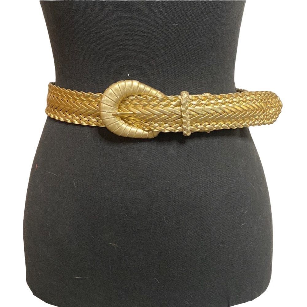 90s Metallic Gold Woven Vintage Belt